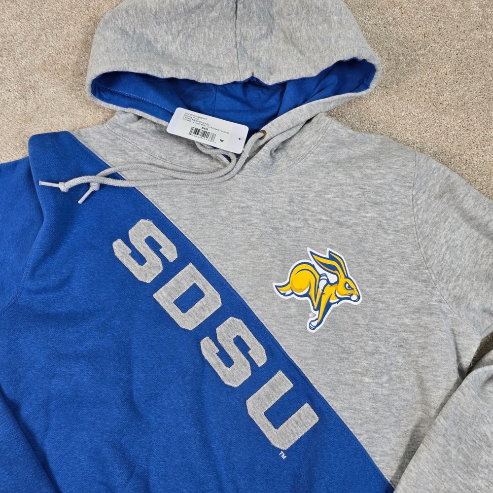 Blue 84 SDSU Jackrabbits‎ Hoodie Mens Medium Gray Blue Diagonal Contrast NWT